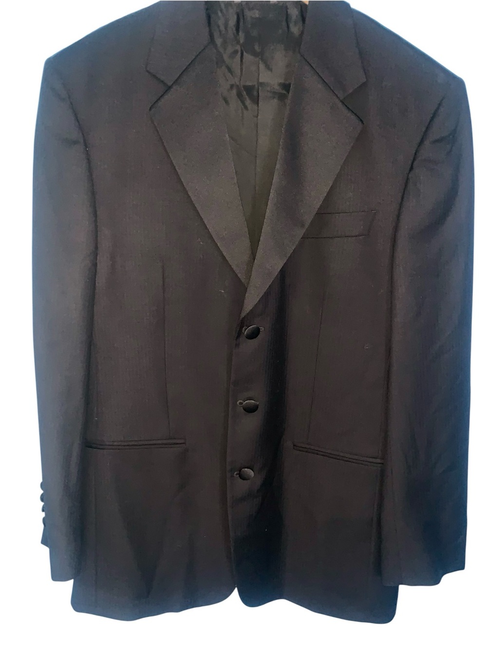 VTG Issimo Black Made in Italy Virgin Wool Tuxedo Jacket Size 39R